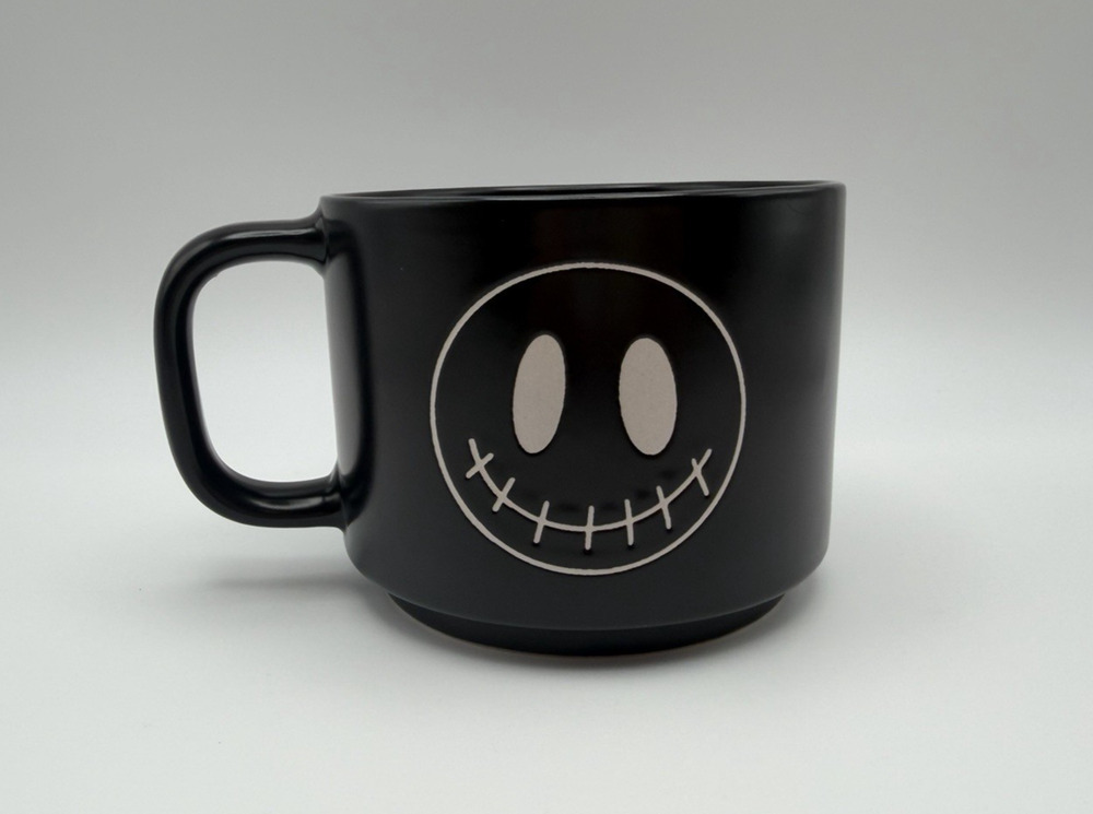 Market Finds MRKT Black Halloween Stitched Smiley Mug 169oz Spooky Skulls Coffee